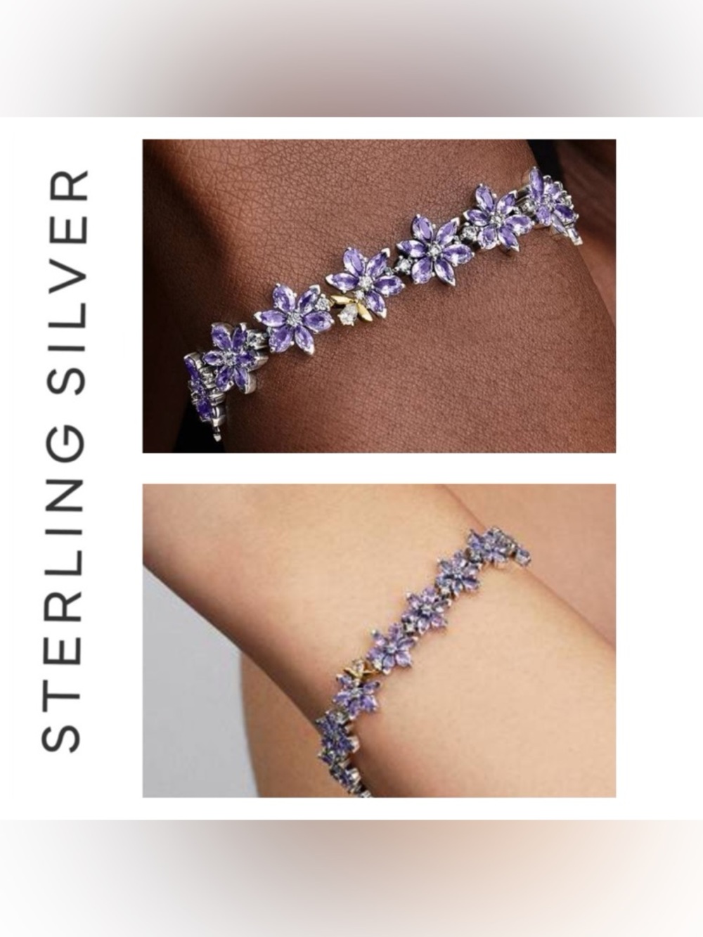 🌟 S925 Sterling Silver Herbarium & Bee Tennis Bracelet